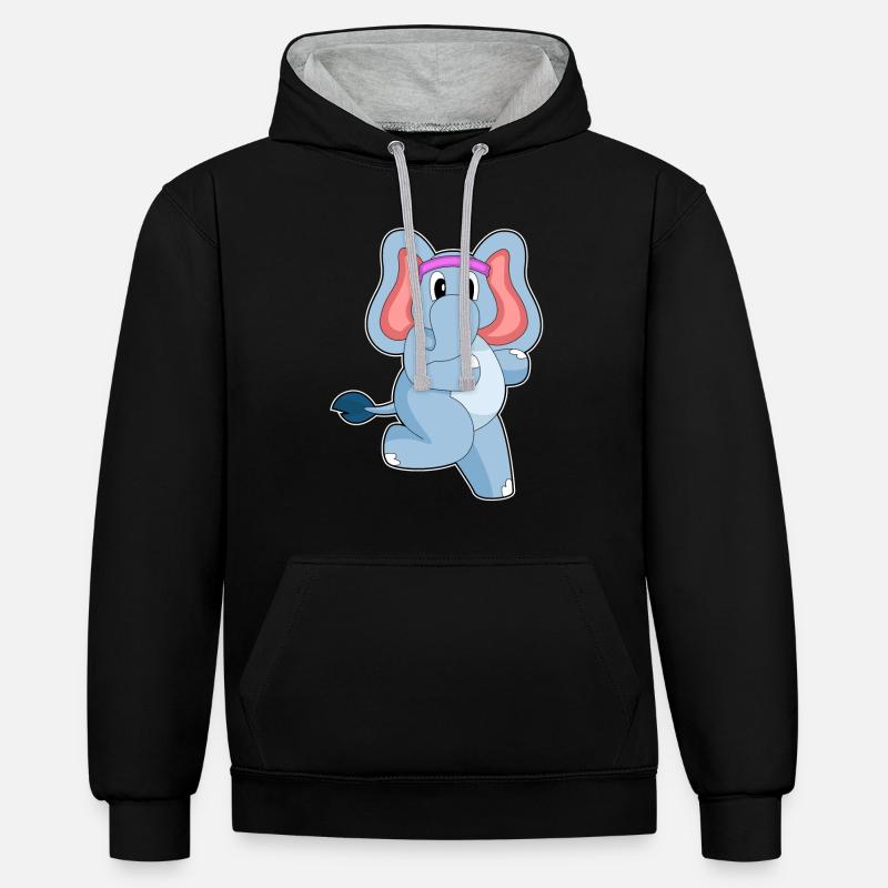 Elephant Jogger Jogging - Sweat à capuche contrasté - noir/gris chiné