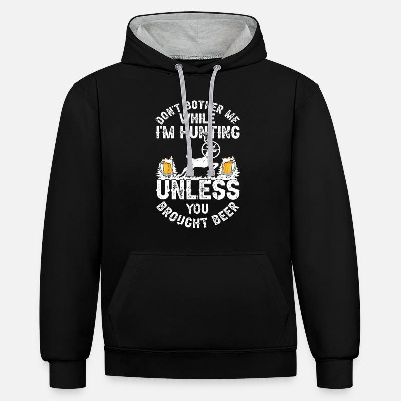 Chasse et bière - Sweat à capuche contrasté - noir/gris chiné