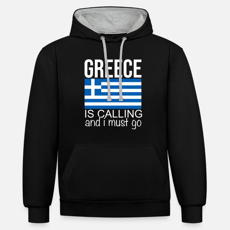 Grèce Dicton - Sweat à capuche contrasté - noir/gris chiné