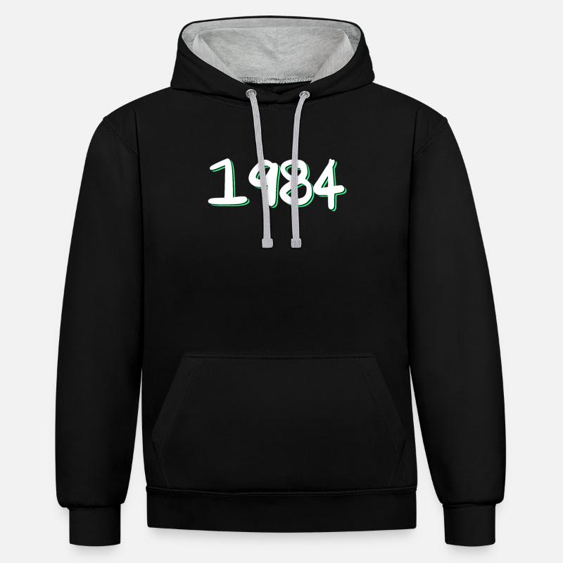 1984 Anniversaire - Sweat à capuche contrasté - noir/gris chiné