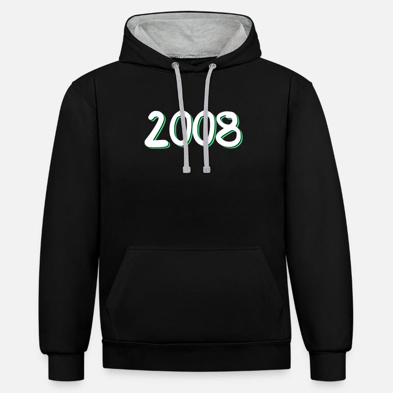 Anniversaire 2008 - Sweat à capuche contrasté - noir/gris chiné