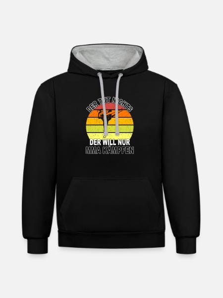MMA Spruch - Kontrast-Hoodie - Schwarz/Grau meliert