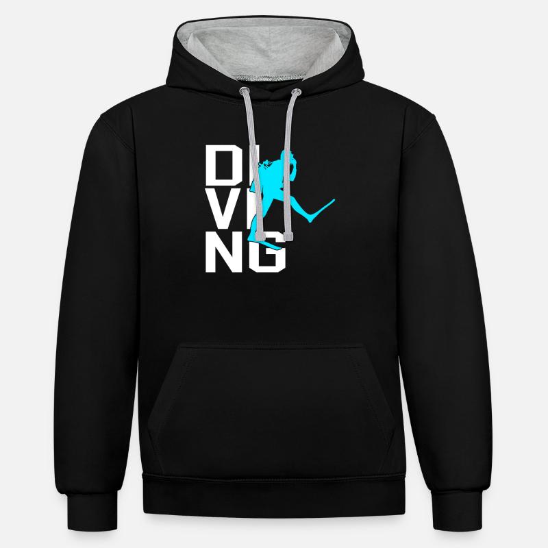 Plonger - Sweat à capuche contrasté - noir/gris chiné