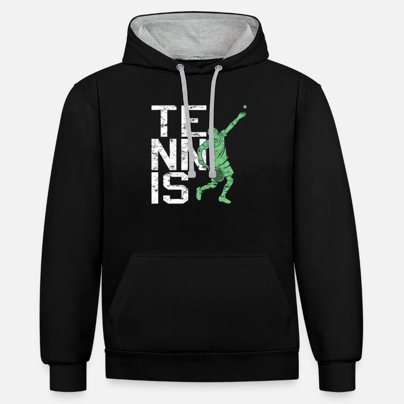 Tennis - Sweat à capuche contrasté - noir/gris chiné