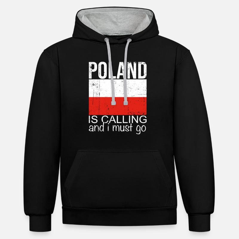 Pologne Dicton - Sweat à capuche contrasté - noir/gris chiné