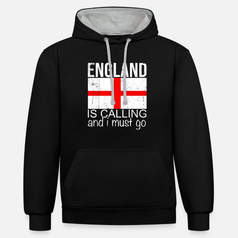 Angleterre Dicton - Sweat à capuche contrasté - noir/gris chiné
