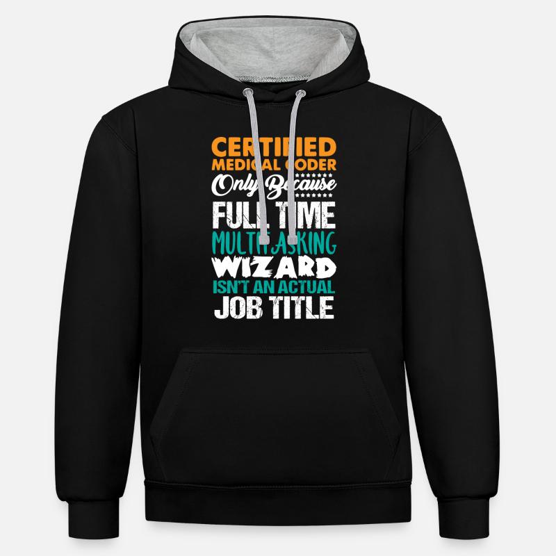 Medical encoder, programmer - Contrast hoodie - black/heather grey
