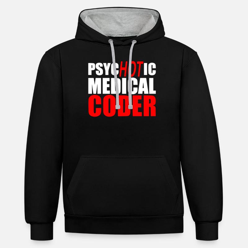 Medical encoder, programmer - Contrast hoodie - black/heather grey