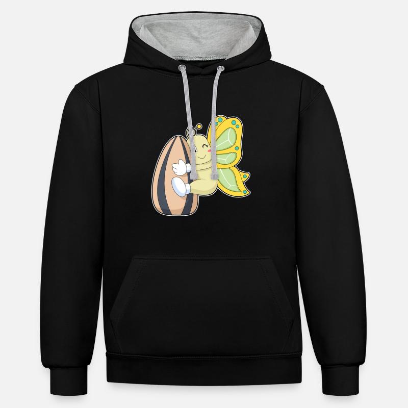 Graines de papillon - Sweat à capuche contrasté - noir/gris chiné