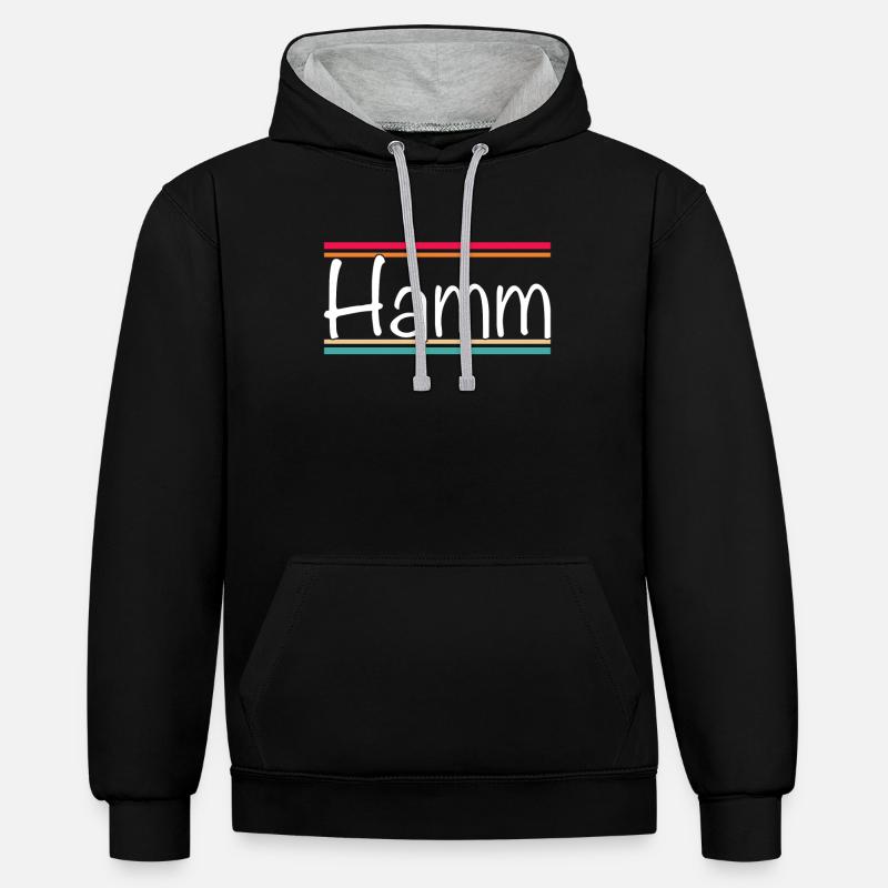 Hamm - Sweat à capuche contrasté - noir/gris chiné