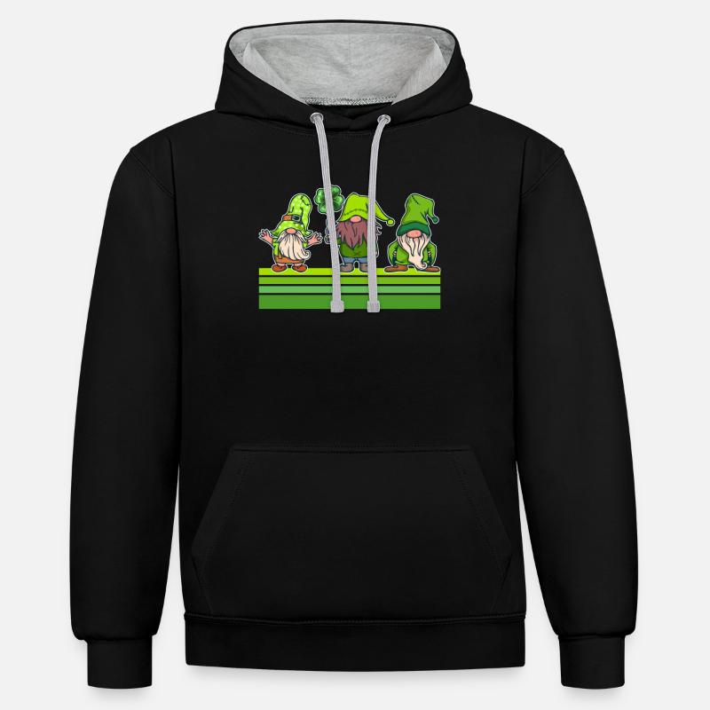 Leprechaun Squad Saint-Patrick - Sweat à capuche contrasté - noir/gris chiné