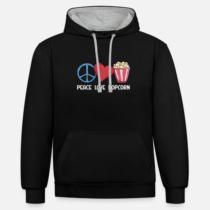 Pop-corn - Sweat à capuche contrasté - noir/gris chiné