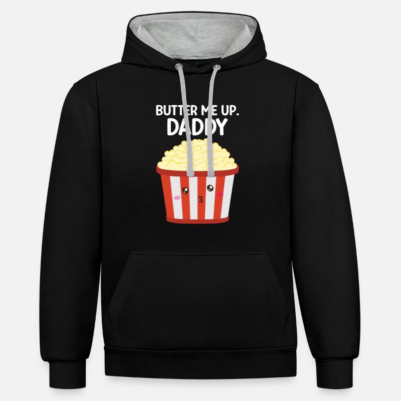 Pop-corn - Sweat à capuche contrasté - noir/gris chiné
