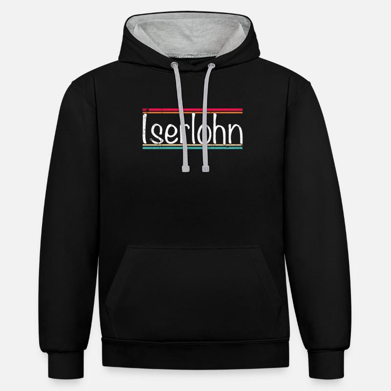 Iserlohn - Sweat à capuche contrasté - noir/gris chiné