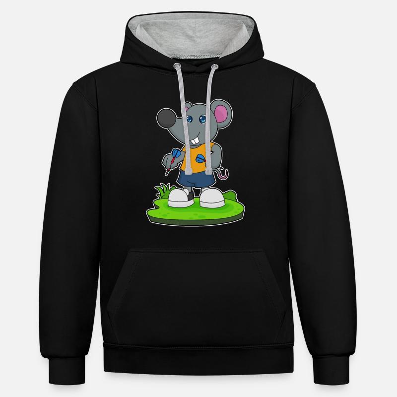 Souris Dart Dart - Sweat à capuche contrasté - noir/gris chiné