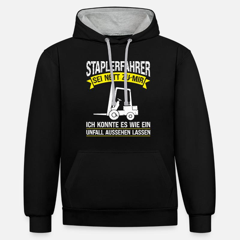 Staplerfahrer Beruf Gabelstapler Geschenk - Kontrast-Hoodie - Schwarz/Grau meliert
