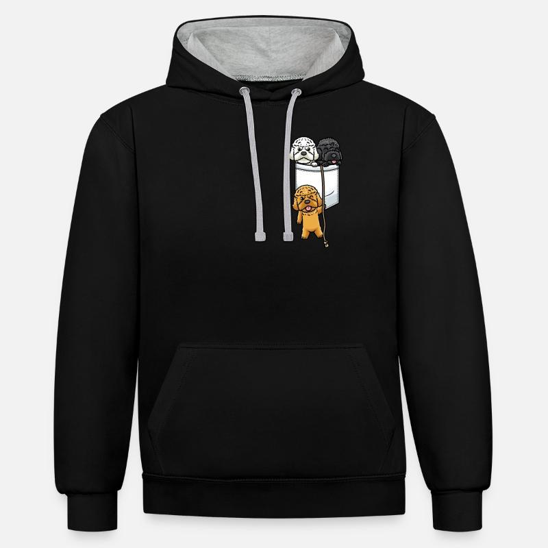 Cockapoo Chien dans le sac - Sweat à capuche contrasté - noir/gris chiné