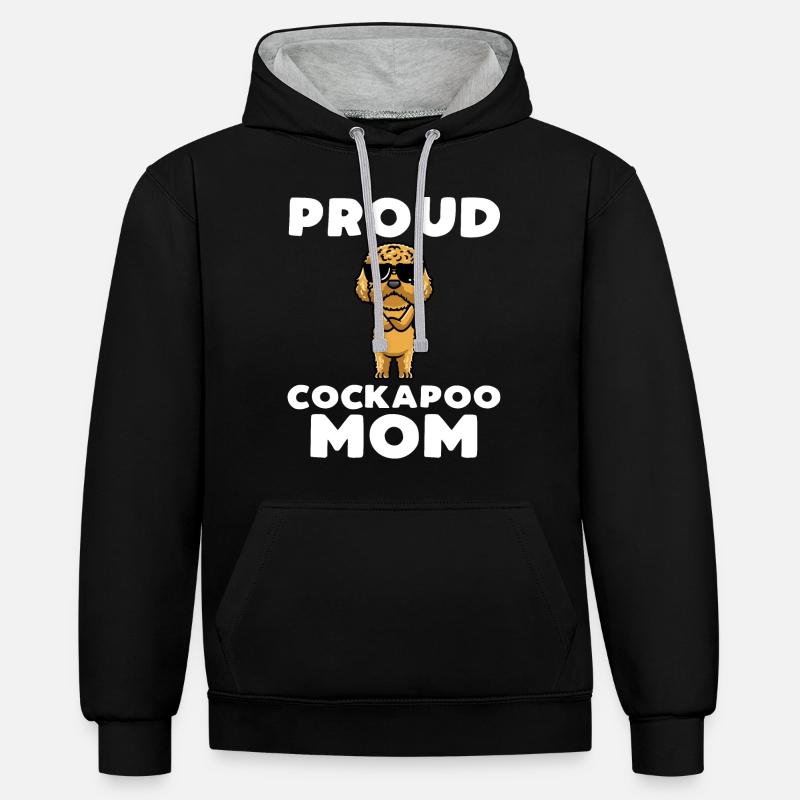 Cockapoo Chien - Sweat à capuche contrasté - noir/gris chiné