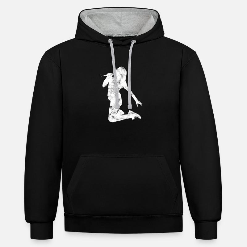 Silhouette de chanteuse chanteuse - Sweat à capuche contrasté - noir/gris chiné