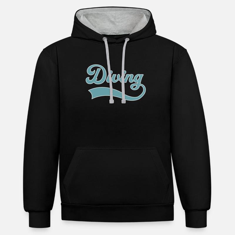 Lettrage de plongée - Sweat à capuche contrasté - noir/gris chiné