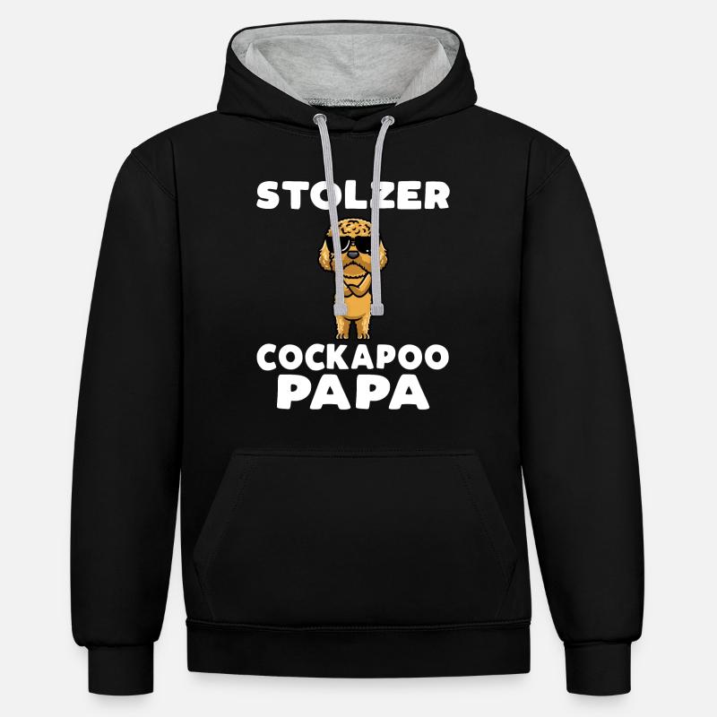 Stolzer Cockapoo Papa - Kontrast-Hoodie - Schwarz/Grau meliert