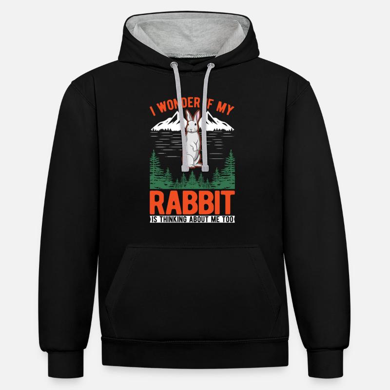 Rabbit Rabbit Rabbit - Contrast hoodie - black/heather grey