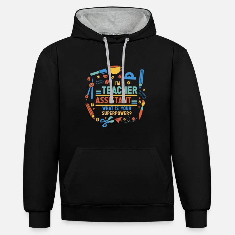 Enseignant -Assistant Directeur d’enseignement - Sweat à capuche contrasté - noir/gris chiné