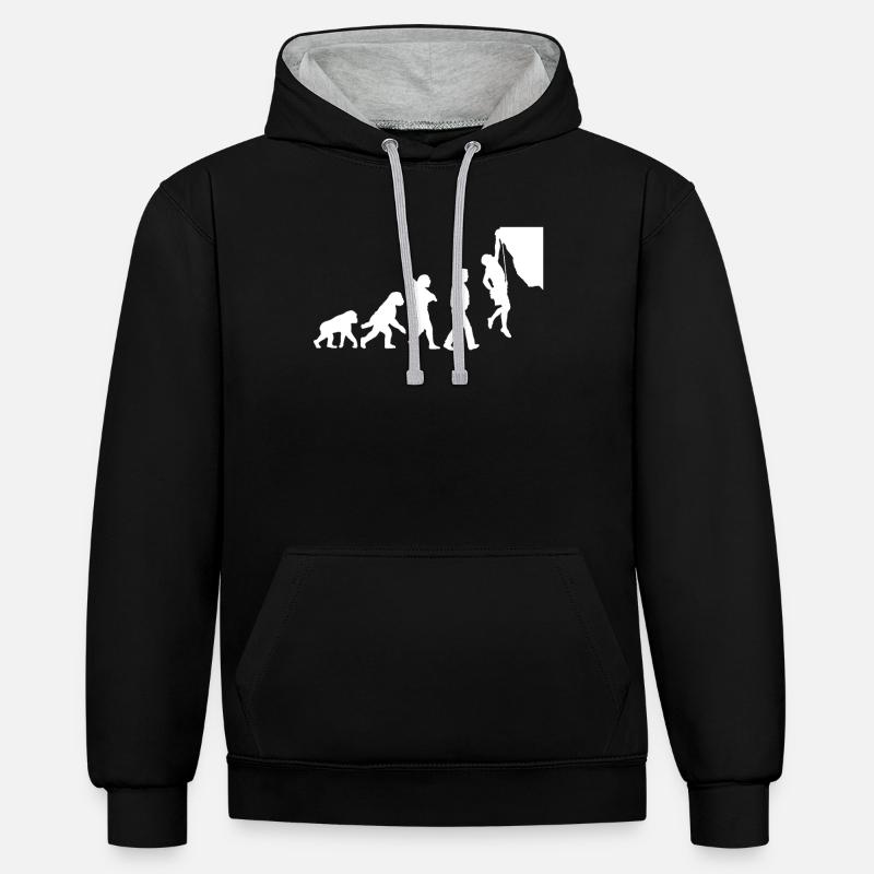 Évolution de l’escalade - Sweat à capuche contrasté - noir/gris chiné