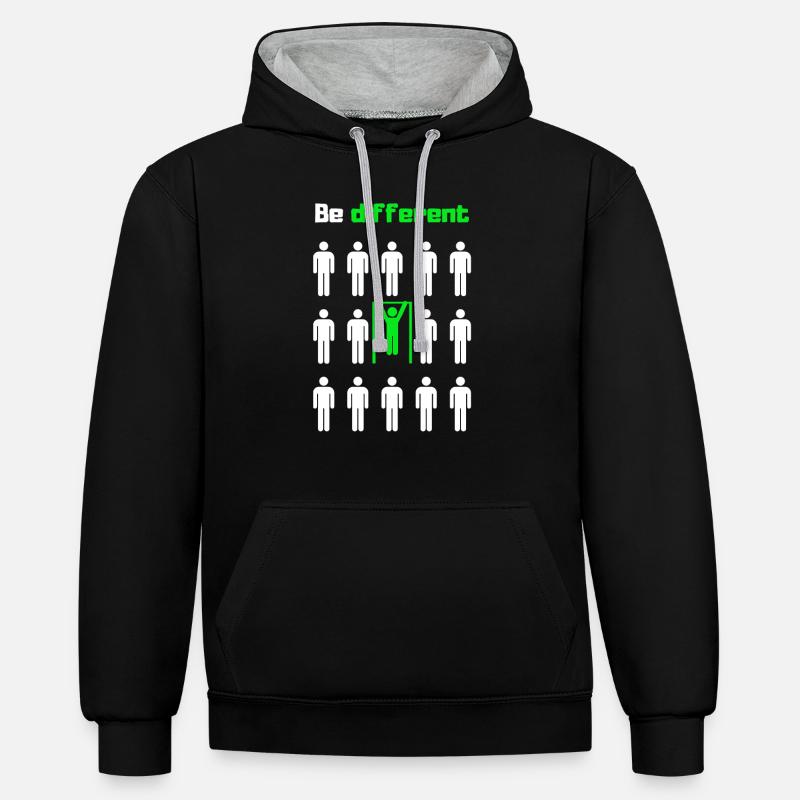 Anders sein, trainieren - Kontrast-Hoodie - Schwarz/Grau meliert