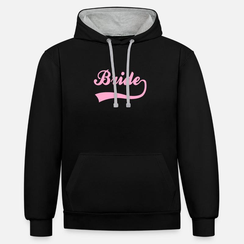 Lettrage de mariée nuptiale - Sweat à capuche contrasté - noir/gris chiné
