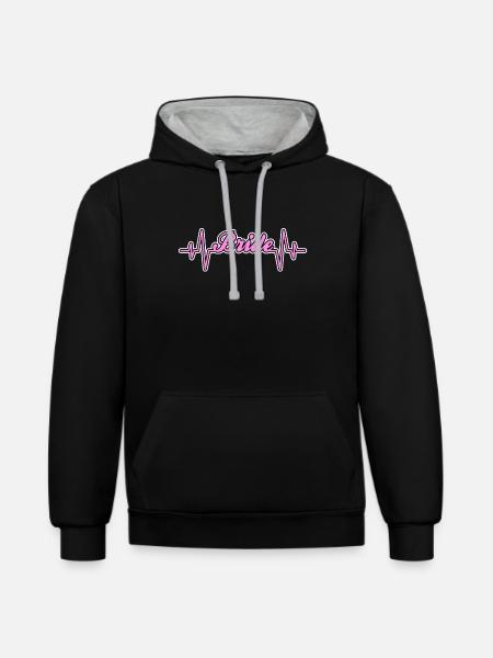 Braut bride Herzschlag - Kontrast-Hoodie - Schwarz/Grau meliert