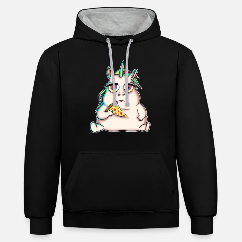 Pizza Licorne - Sweat à capuche contrasté - noir/gris chiné