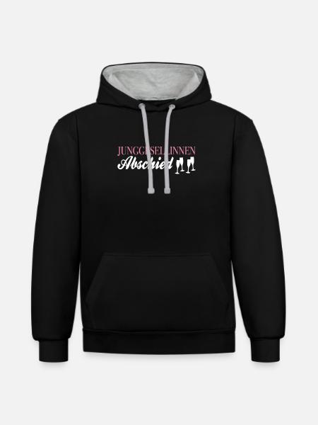Junggesellinnenabschied - Kontrast-Hoodie - Schwarz/Grau meliert