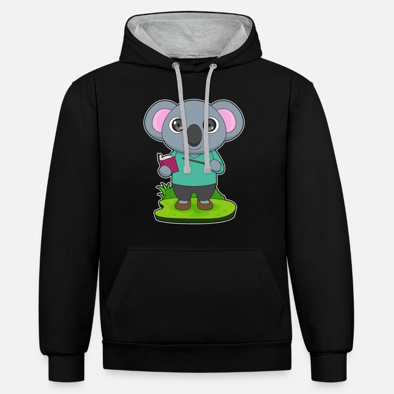Koala Teacher Pointer - Sweat à capuche contrasté - noir/gris chiné