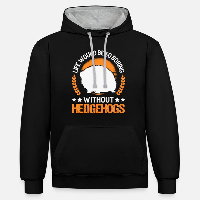 Hérisson Cadeau Stacheligel - Sweat à capuche contrasté - noir/gris chiné