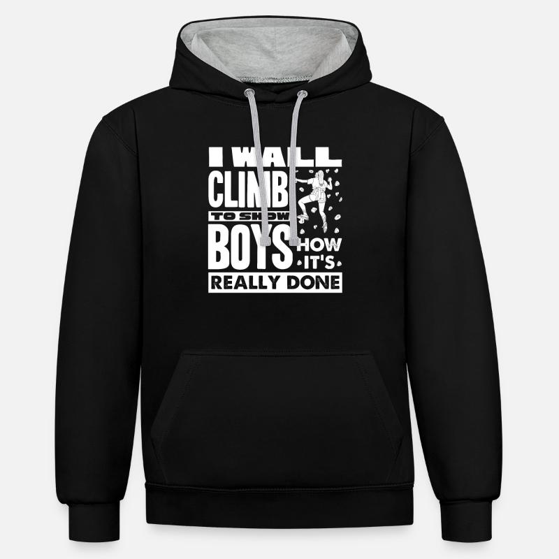 Grimpeurs muraux, grimpeurs de murs - Sweat à capuche contrasté - noir/gris chiné