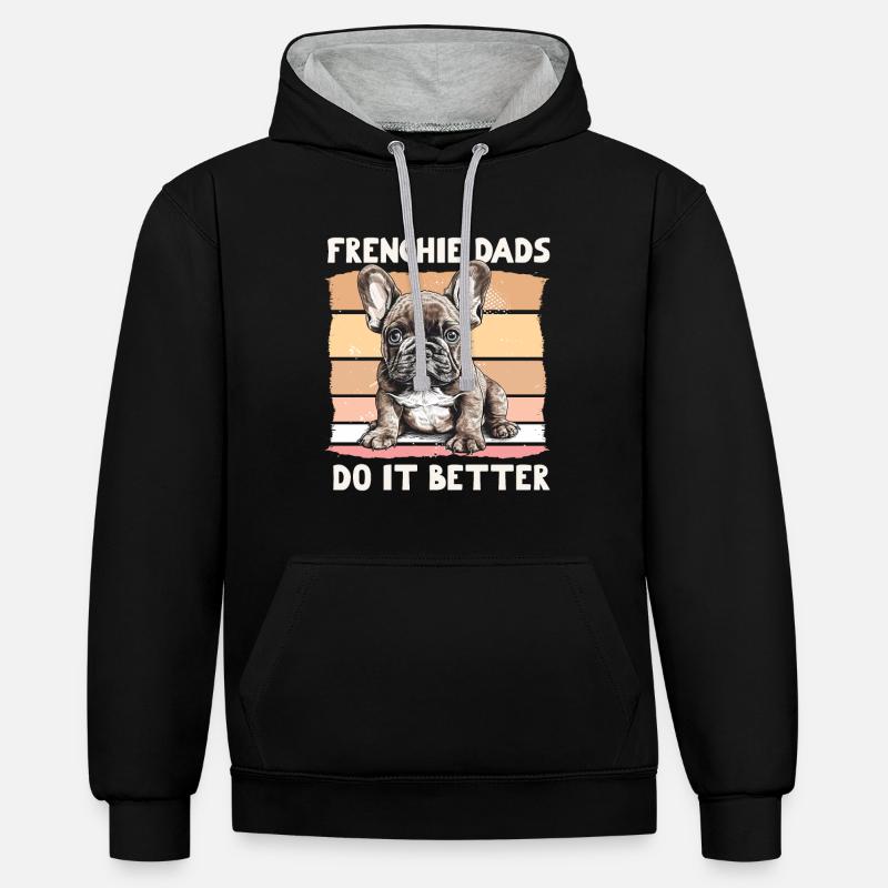 Frenchie Dads Do It Better - Kontrast-Hoodie - Schwarz/Grau meliert