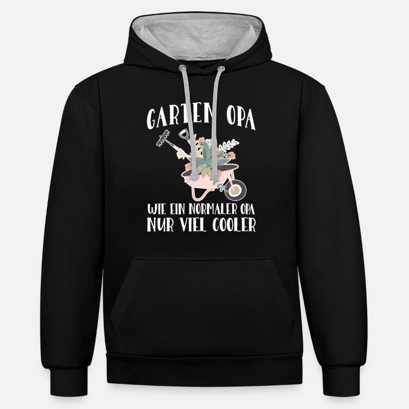 Garten Opa Gartenarbeit Geschenk - Kontrast-Hoodie - Schwarz/Grau meliert