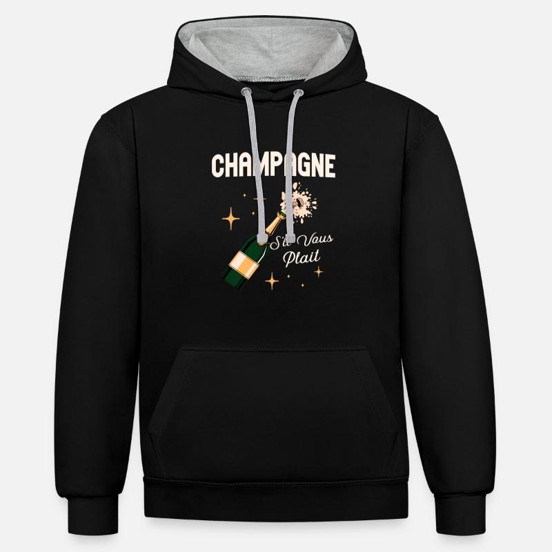 S'il Vous Plait Drinker - Contrast hoodie - black/heather grey