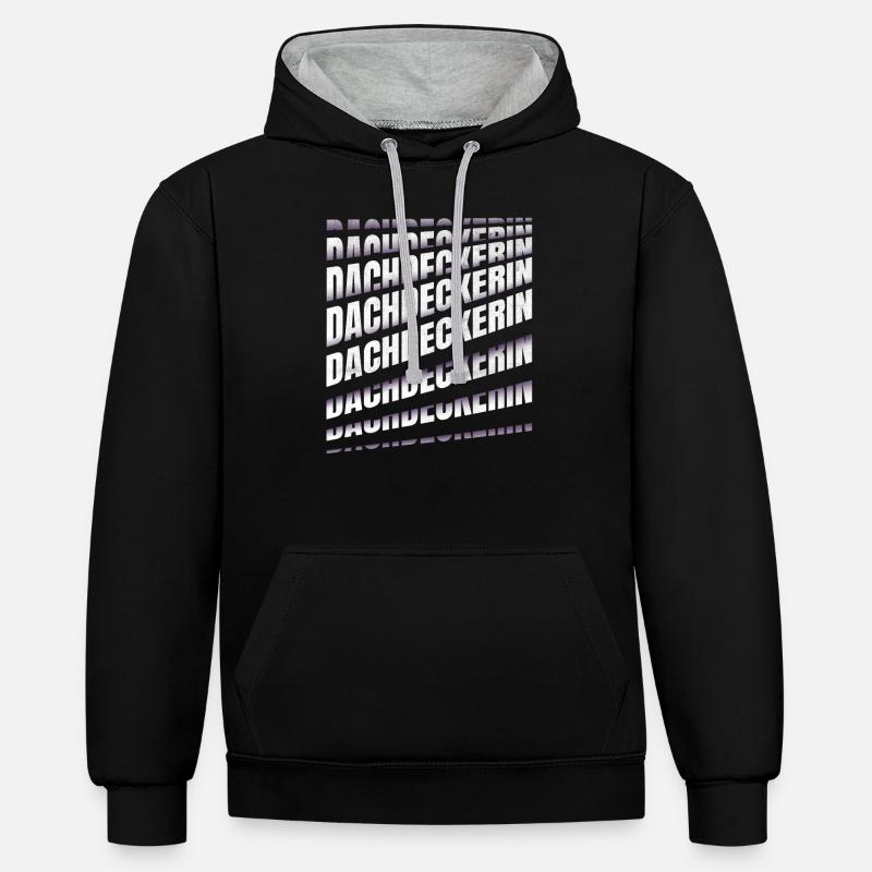 Dachdecker Spruch Handwerker Dachdeckerin - Kontrast-Hoodie - Schwarz/Grau meliert