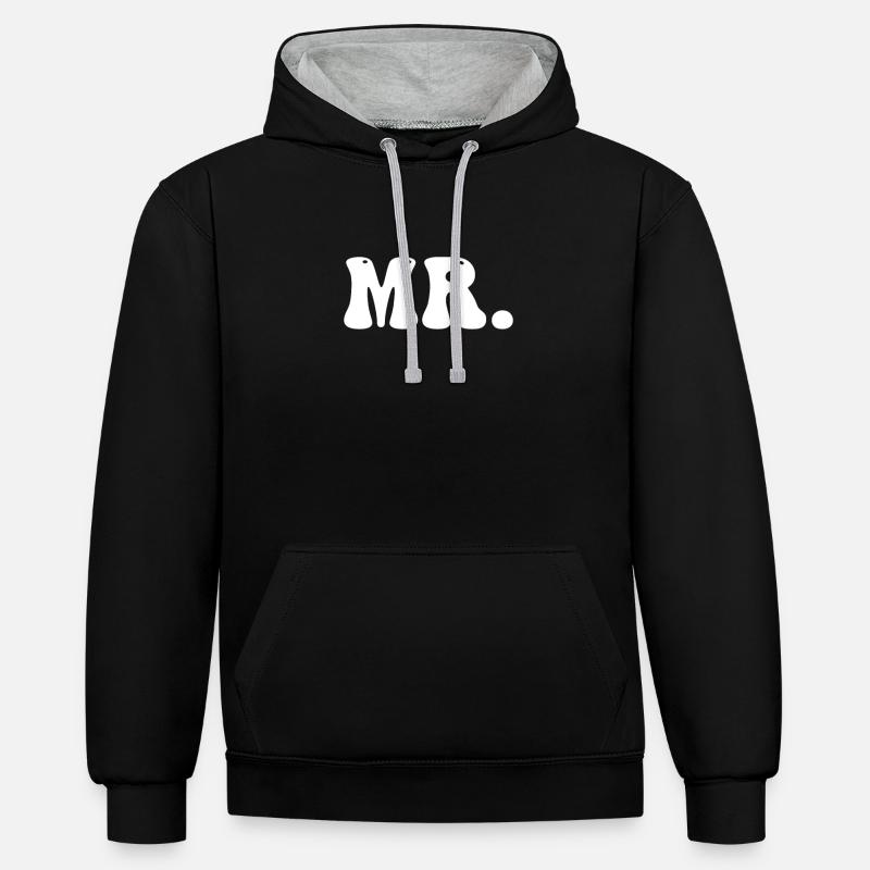 M. et Mme Partnerlook - Sweat à capuche contrasté - noir/gris chiné