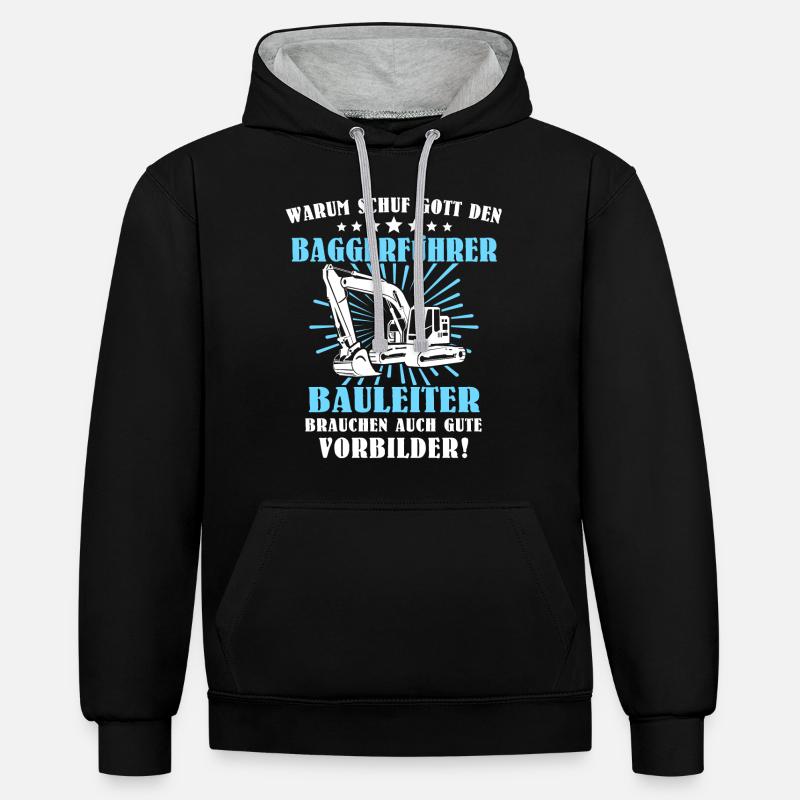 Baggerfuehrer Baggerfahrer - Kontrast-Hoodie - Schwarz/Grau meliert