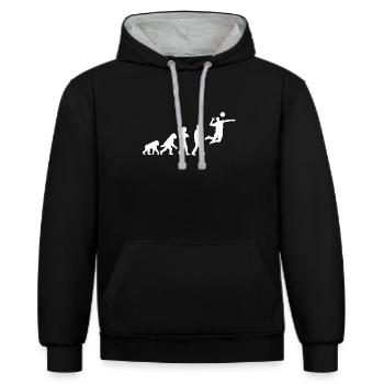 Évolution du volley-ball - Sweat à capuche contrasté - noir/gris chiné - Devant - Anna (173cm) & Nico (186cm)