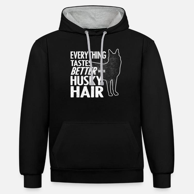 Husky sibérien - Sweat à capuche contrasté - noir/gris chiné