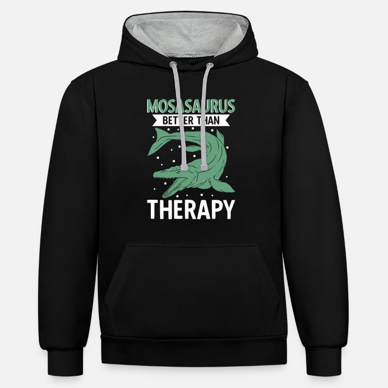 Mosasaurus mieux que la thérapie - Sweat à capuche contrasté - noir/gris chiné
