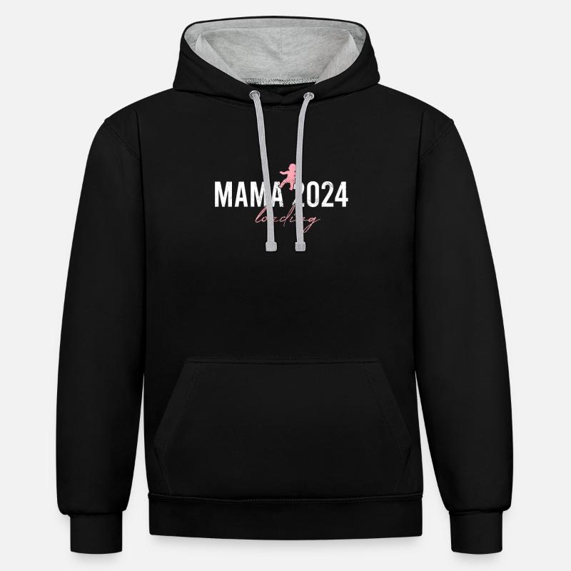 Mama 2024 loading - Contrast hoodie - black/heather grey