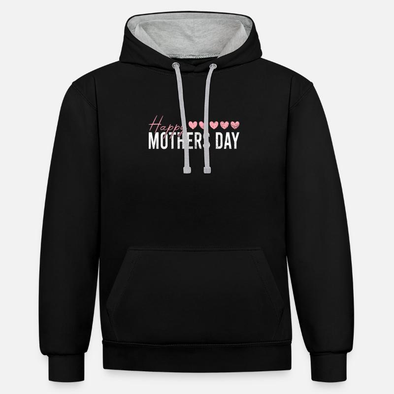 Fête des mères - Sweat à capuche contrasté - noir/gris chiné