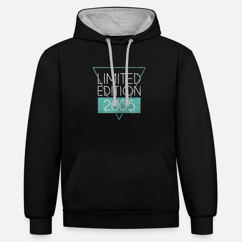 Édition limitée 2005 - Sweat à capuche contrasté - noir/gris chiné