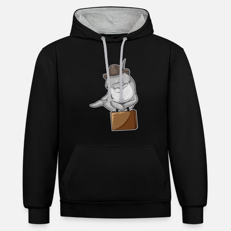 Porte-documents Delfin Entrepreneur - Sweat à capuche contrasté - noir/gris chiné