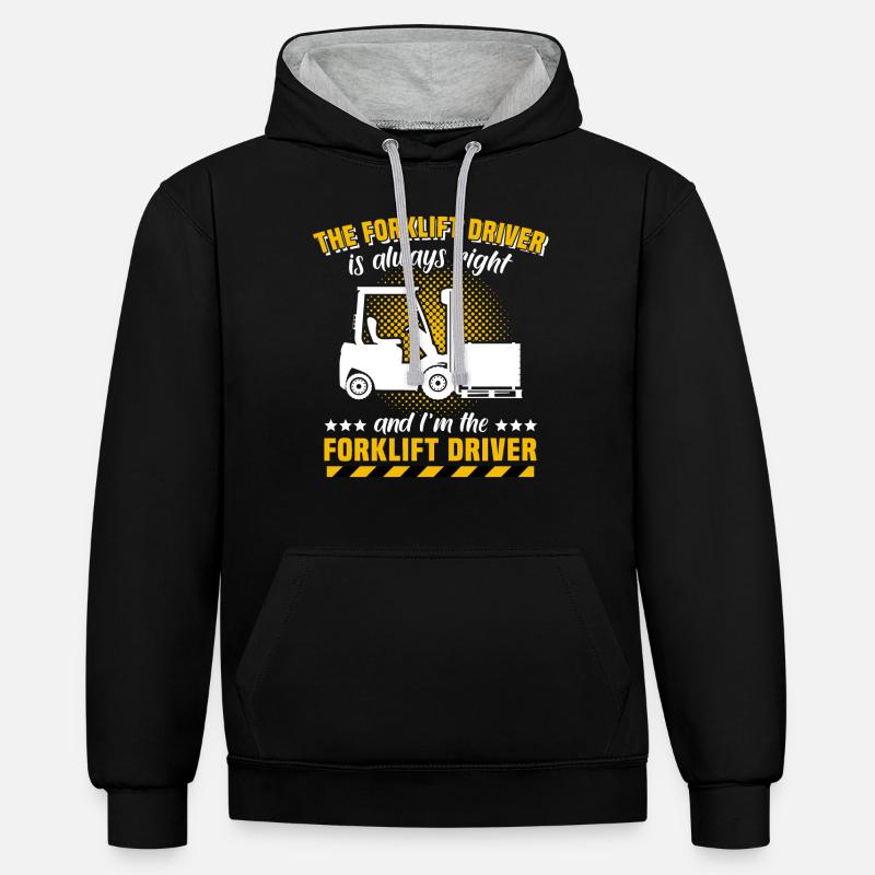 Gabelstapler Staplerfahrer Stapler - Kontrast-Hoodie - Schwarz/Grau meliert